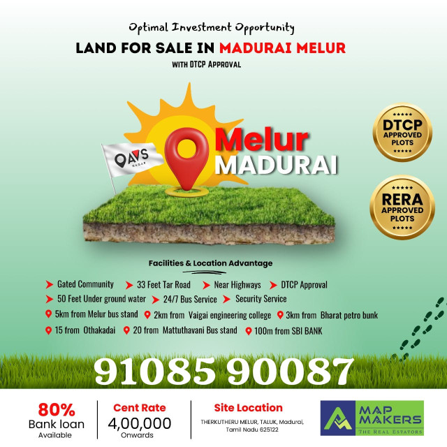 Poovanthi layout madurai cent rate 2.50 lakhs intial amount 1 lakh loan facility